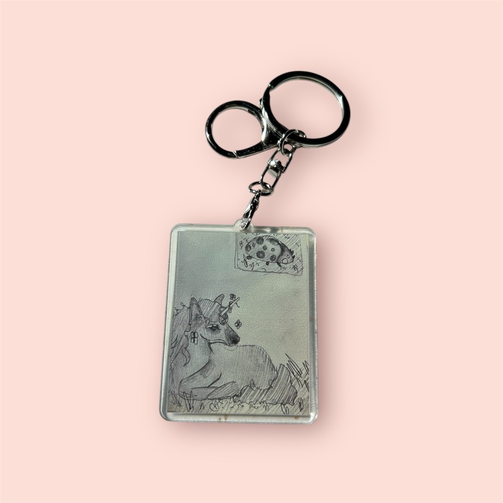 Elegant Silver Keychain with Unicorn Illustration